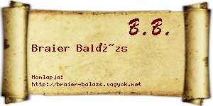 Braier Balázs névjegykártya