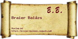 Braier Balázs névjegykártya